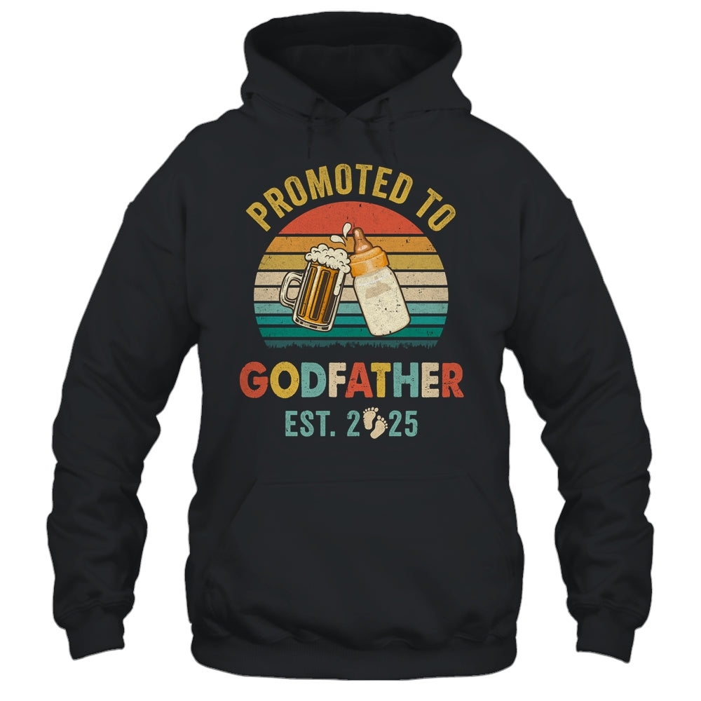 Promoted To Godfather Est 2025 Vintage New Fathers Day Shirt & Hoodie | teecentury