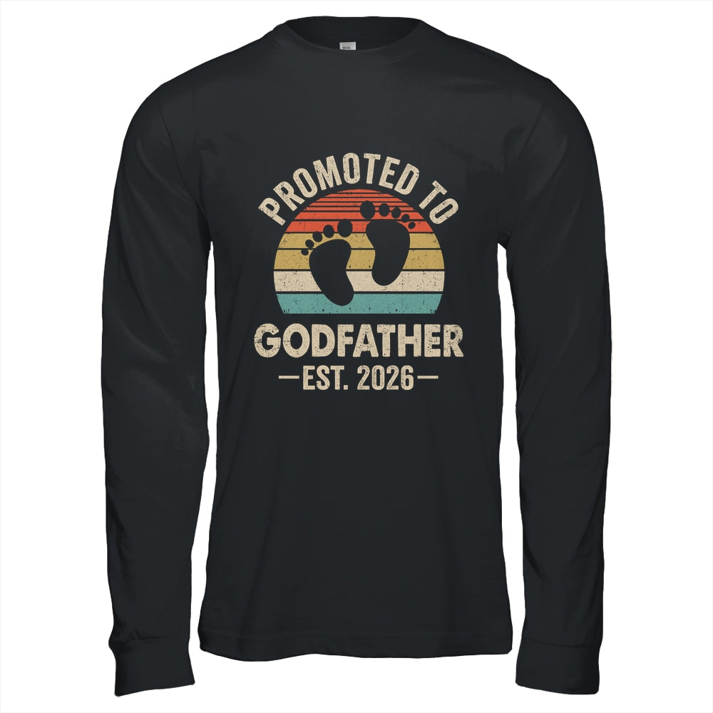 Promoted To Godfather Est 2026 Fathers Day Vintage Shirt & Hoodie | teecentury