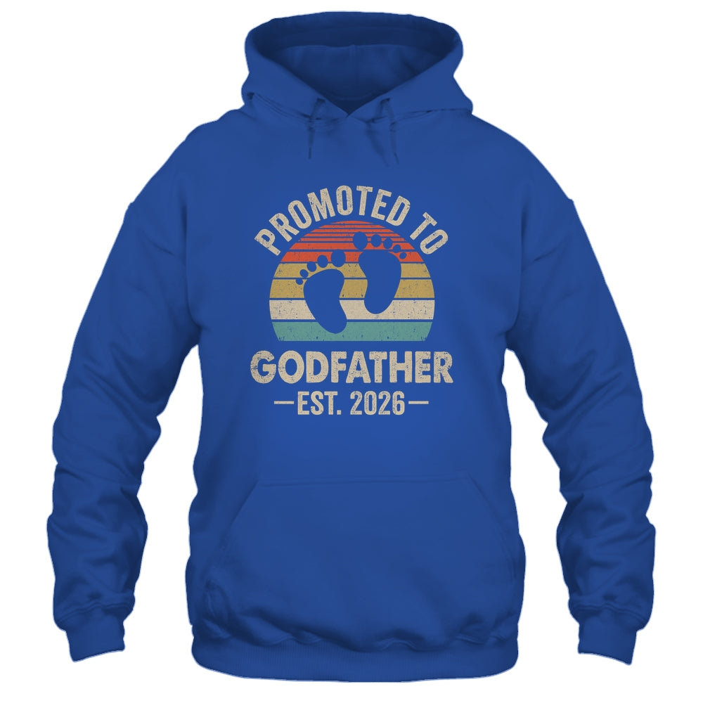 Promoted To Godfather Est 2026 Fathers Day Vintage Shirt & Hoodie | teecentury