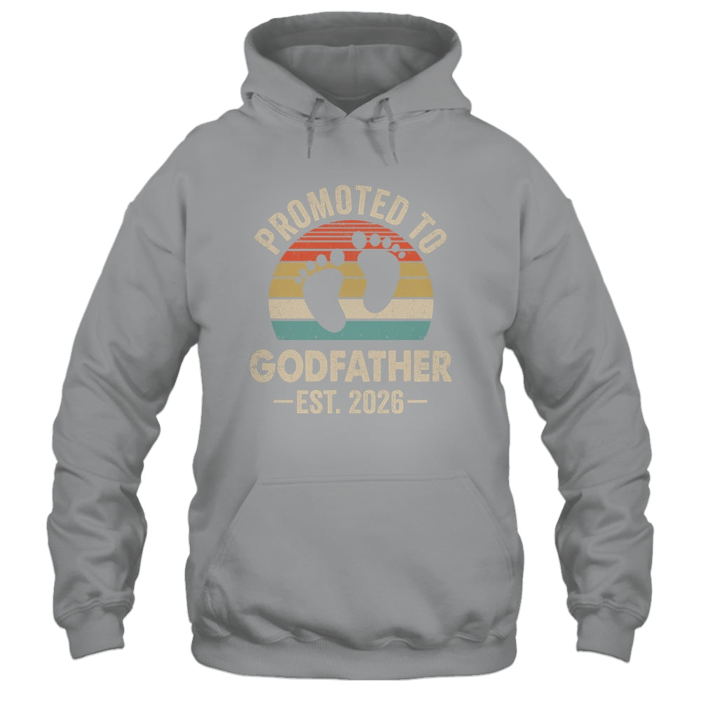 Promoted To Godfather Est 2026 Fathers Day Vintage Shirt & Hoodie | teecentury