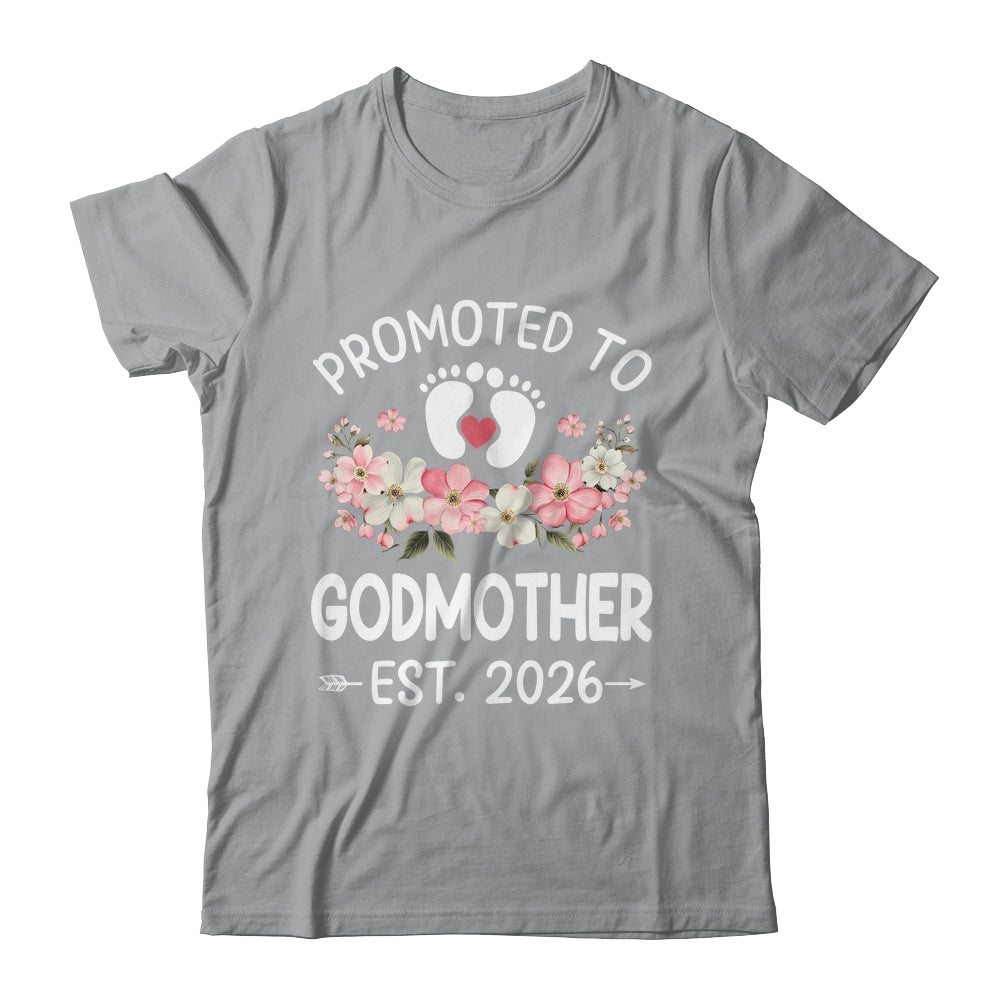 Promoted To Godmother 2026 First Time Floral New Godmother Shirt & Hoodie | teecentury