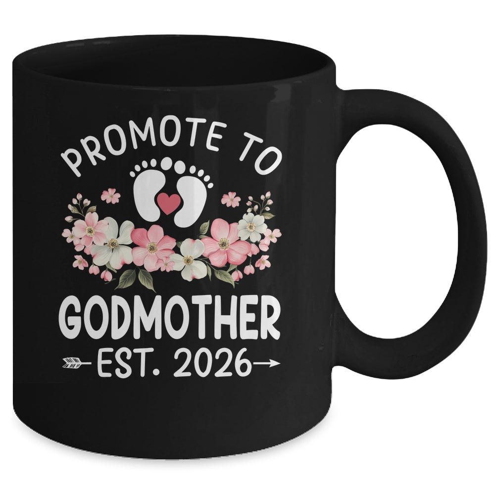 Promoted To Godmother 2026 First Time Floral New Godmother Mug | teecentury