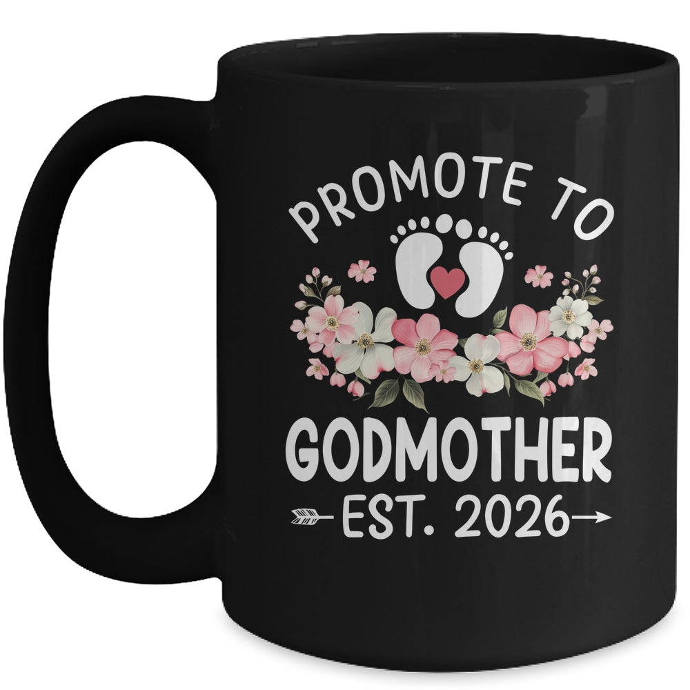 Promoted To Godmother 2026 First Time Floral New Godmother Mug | teecentury