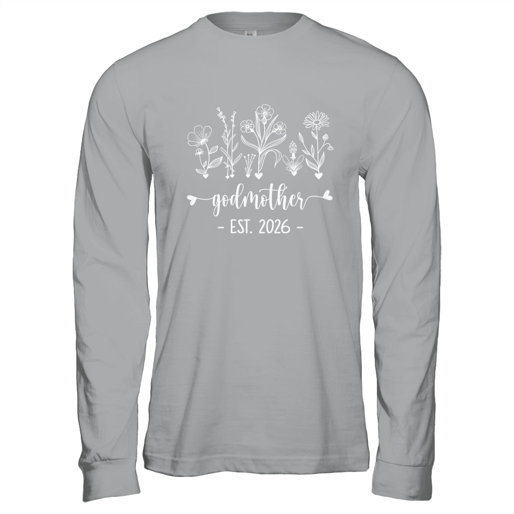 Promoted To Godmother 2026 Pregnancy Announcement Floral Shirt & Hoodie | teecentury