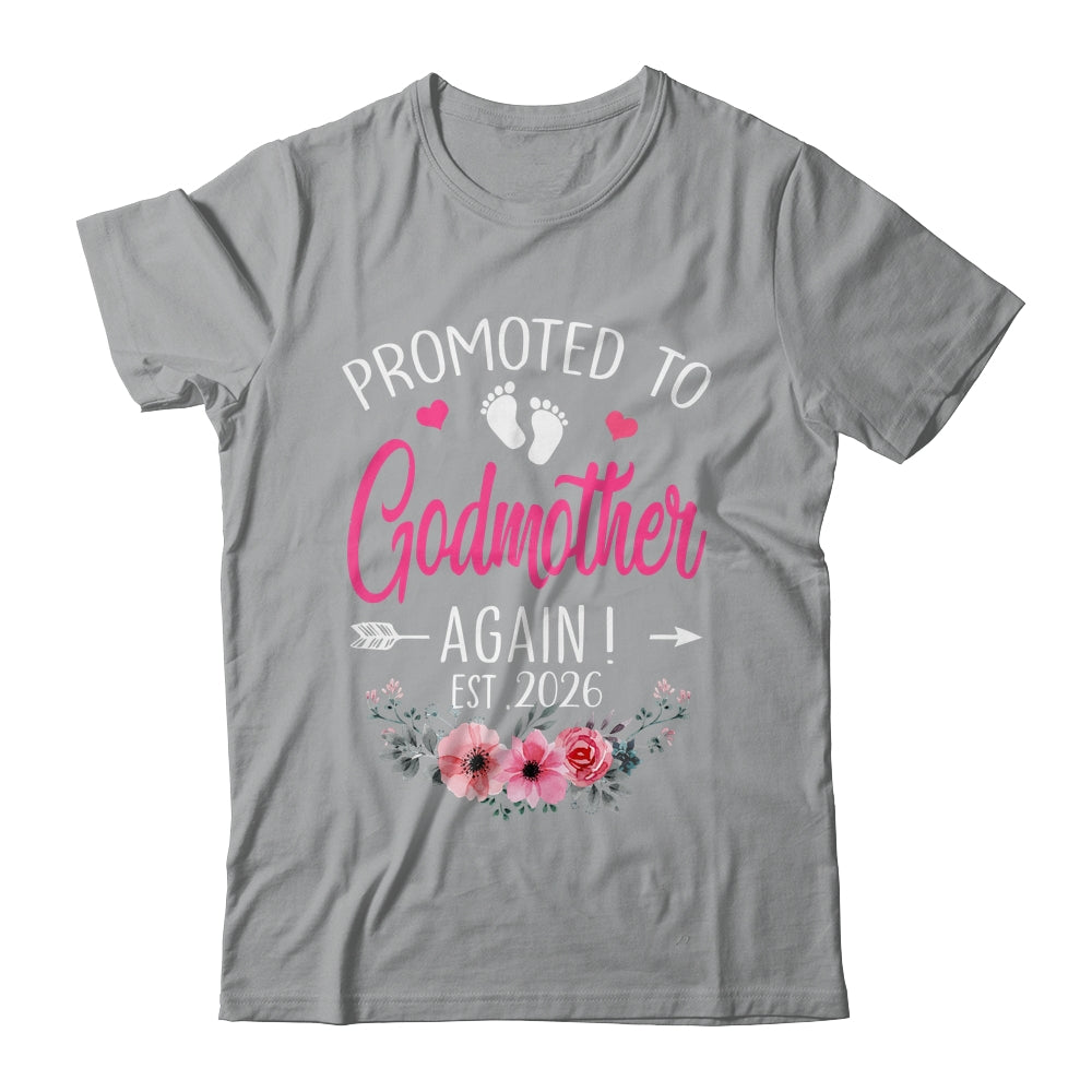Promoted To Godmother Again Est 2026 Mothers Day Shirt & Tank Top | teecentury