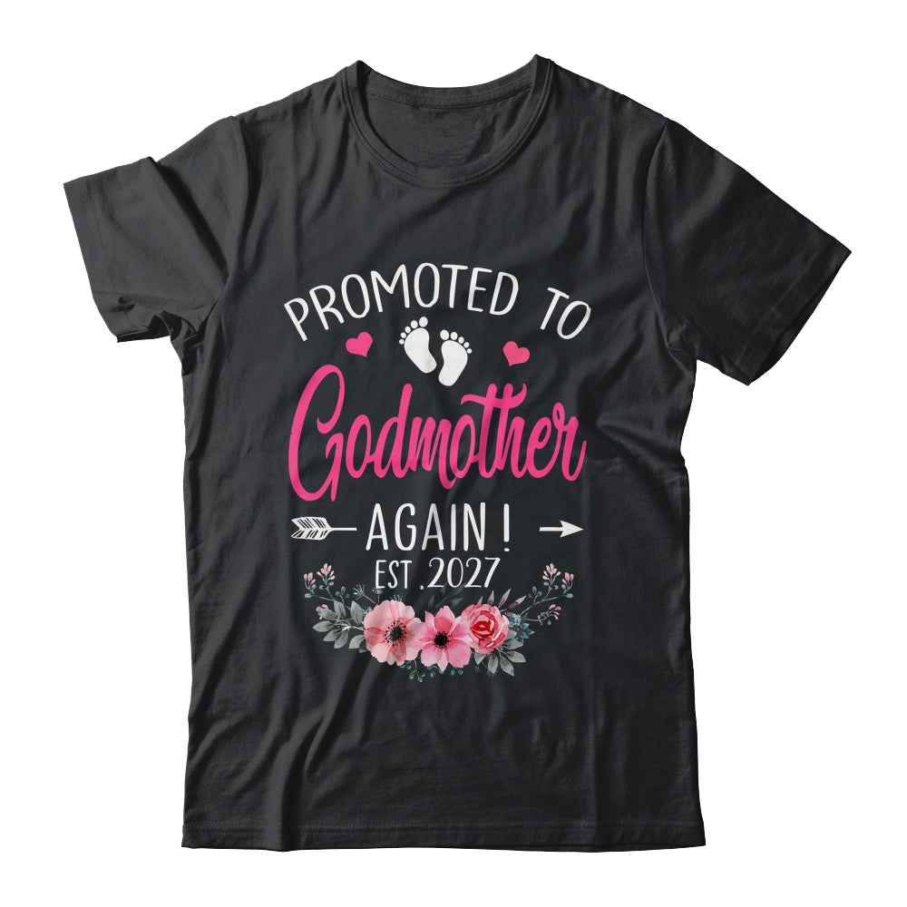 Promoted To Godmother Again Est 2027 Mothers Day Shirt & Tank Top | teecentury