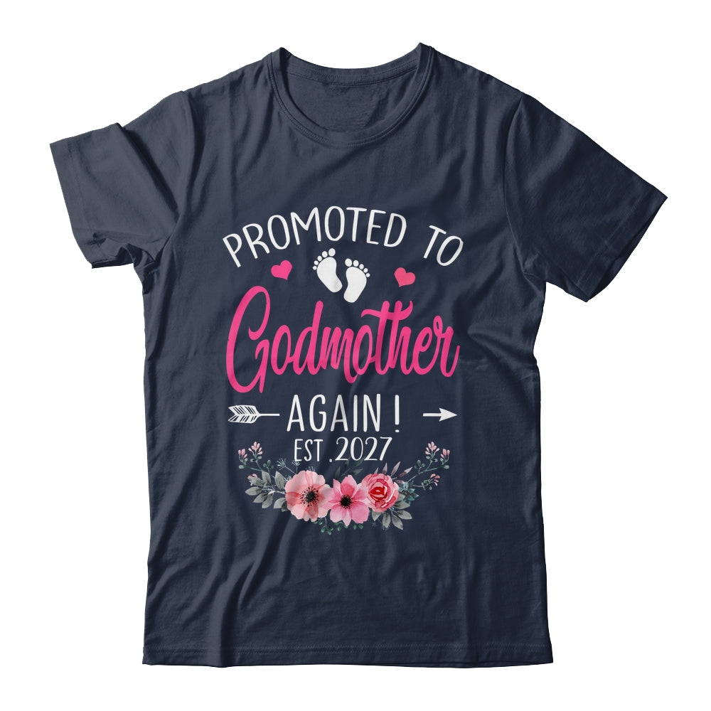Promoted To Godmother Again Est 2027 Mothers Day Shirt & Tank Top | teecentury
