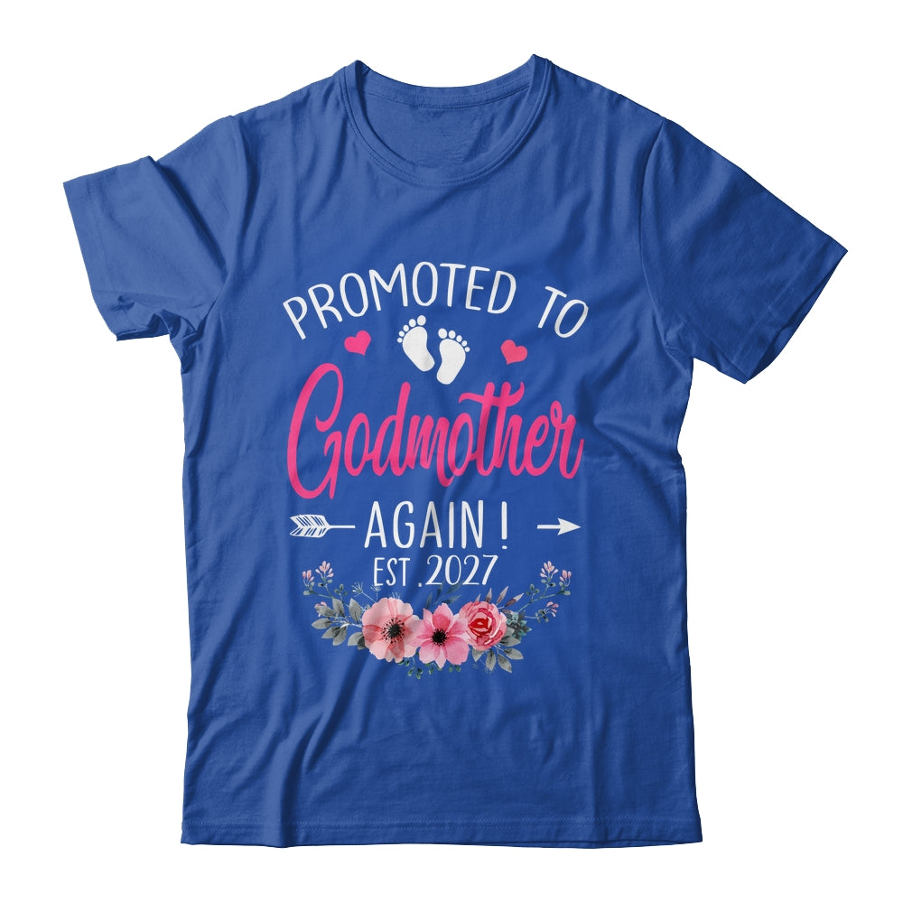 Promoted To Godmother Again Est 2027 Mothers Day Shirt & Tank Top | teecentury