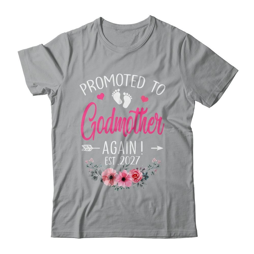 Promoted To Godmother Again Est 2027 Mothers Day Shirt & Tank Top | teecentury
