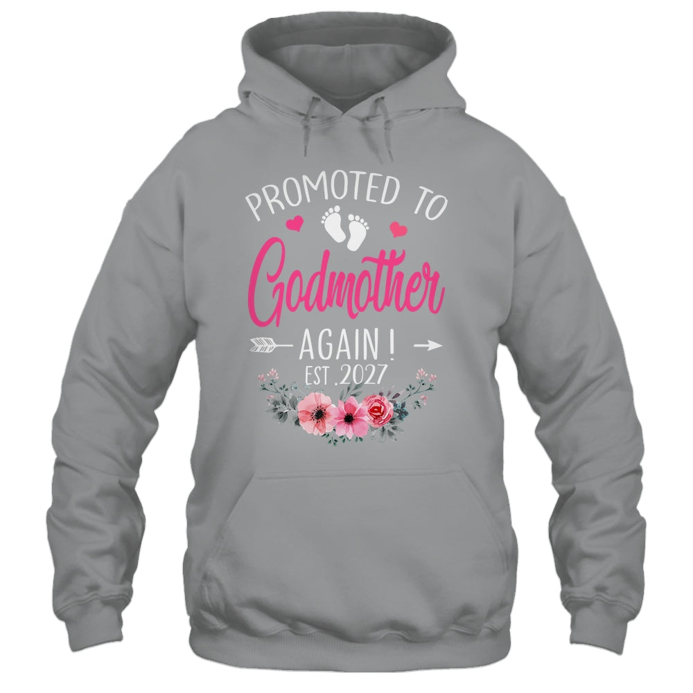 Promoted To Godmother Again Est 2027 Mothers Day Shirt & Tank Top | teecentury