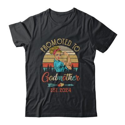 Promoted To Godmother Est 2024 Retro First Time Aunt Shirt & Tank Top | teecentury