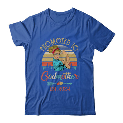 Promoted To Godmother Est 2024 Retro First Time Aunt Shirt & Tank Top | teecentury