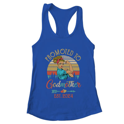 Promoted To Godmother Est 2024 Retro First Time Aunt Shirt & Tank Top | teecentury