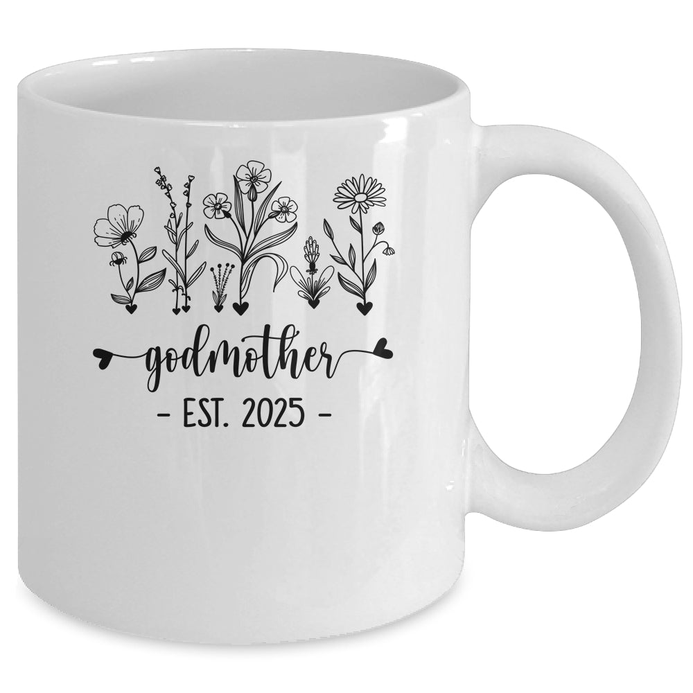Promoted To Godmother Est 2025 Pregnancy Announcement Flower Mug | teecentury