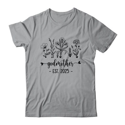 Promoted To Godmother Est 2025 Pregnancy Announcement Flower Shirt & Tank Top | teecentury
