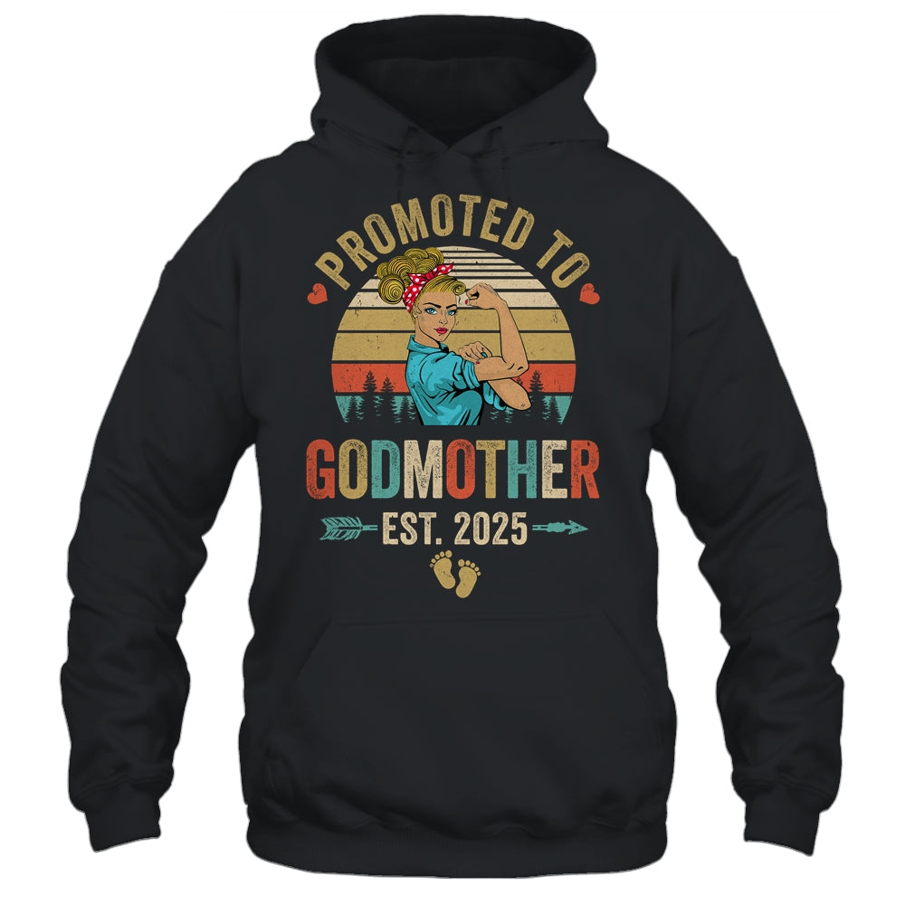 Promoted To Godmother Est 2025 Retro First Time Aunt Shirt & Tank Top | teecentury