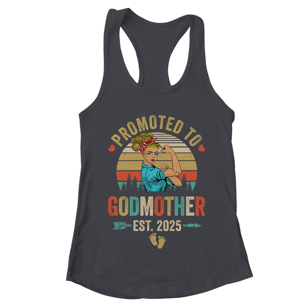 Promoted To Godmother Est 2025 Retro First Time Aunt Shirt & Tank Top | teecentury
