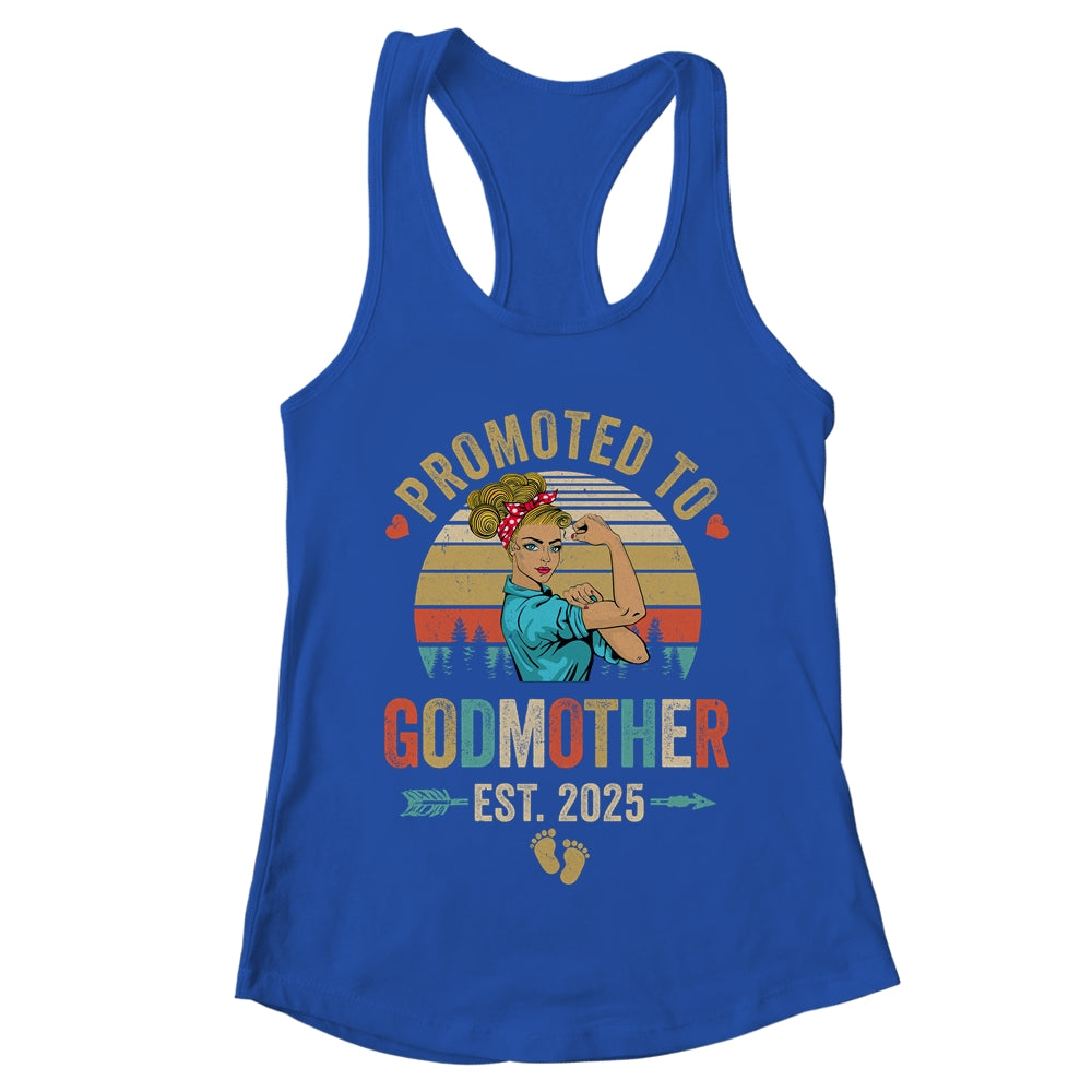 Promoted To Godmother Est 2025 Retro First Time Aunt Shirt & Tank Top | teecentury