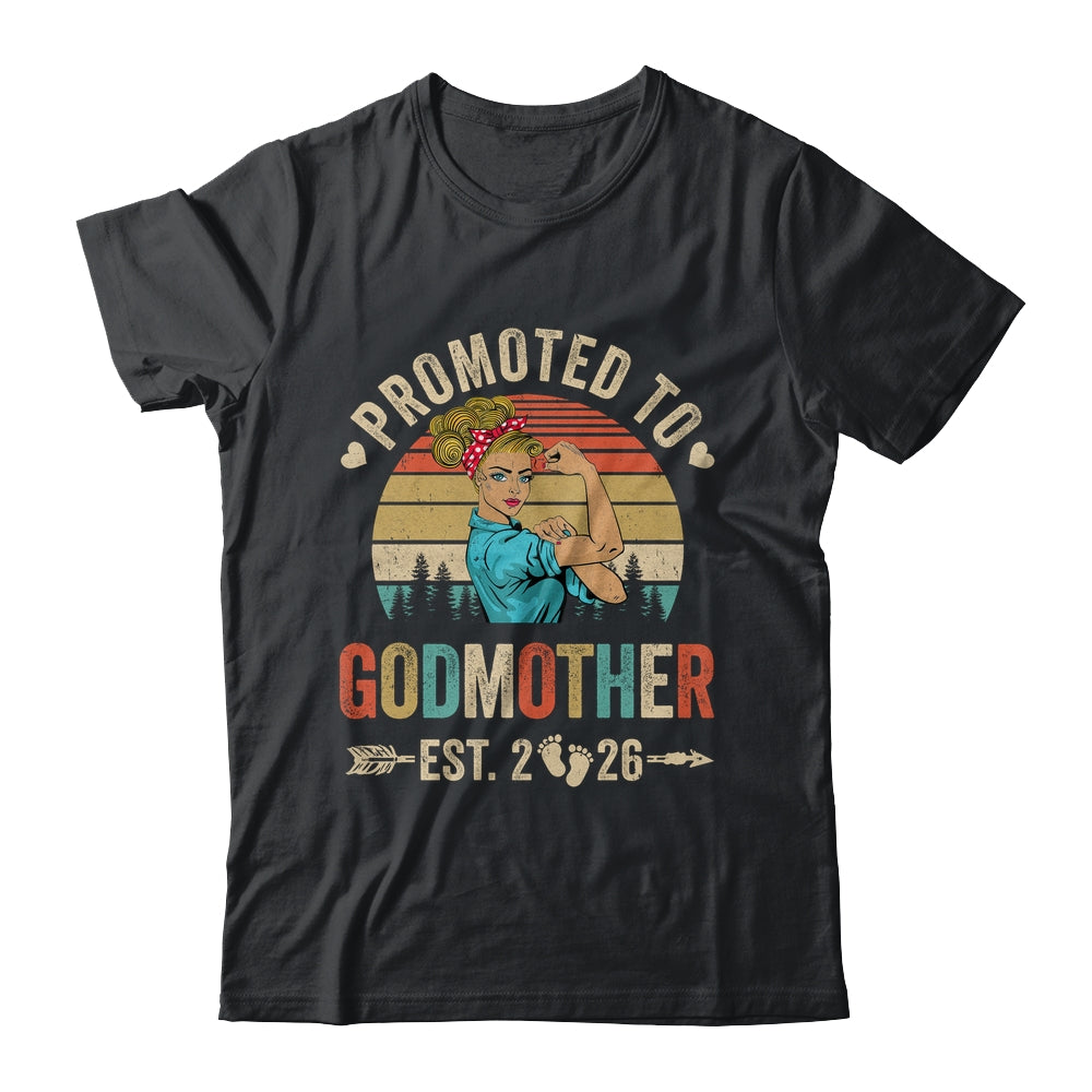 Promoted To Godmother Est 2026 Retro First Time Aunt Shirt & Tank Top | teecentury