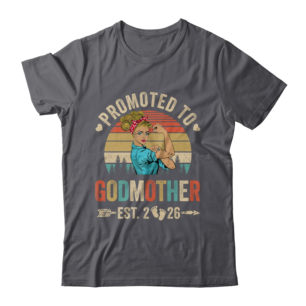 Promoted To Godmother Est 2026 Retro First Time Aunt Shirt & Tank Top | teecentury