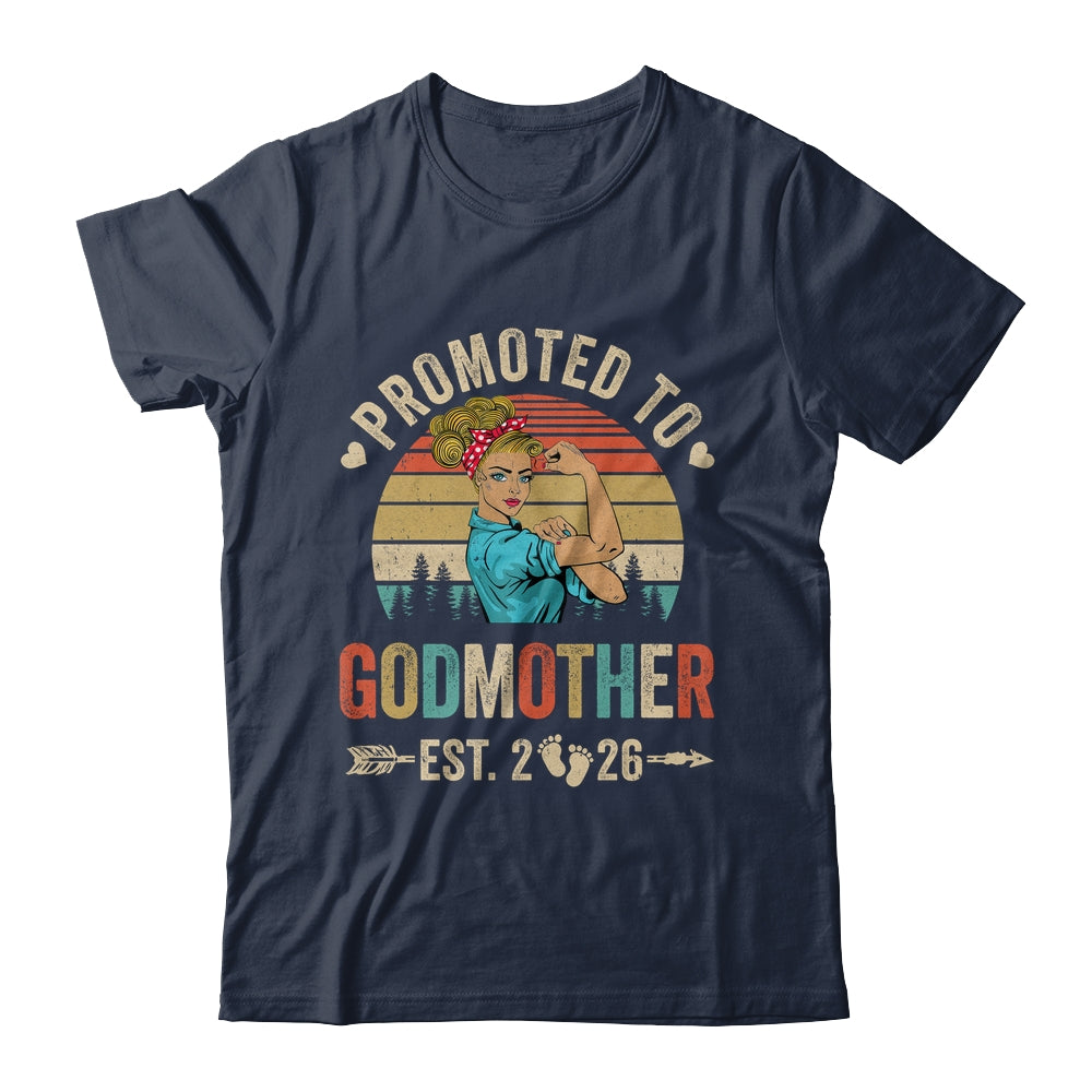 Promoted To Godmother Est 2026 Retro First Time Aunt Shirt & Tank Top | teecentury