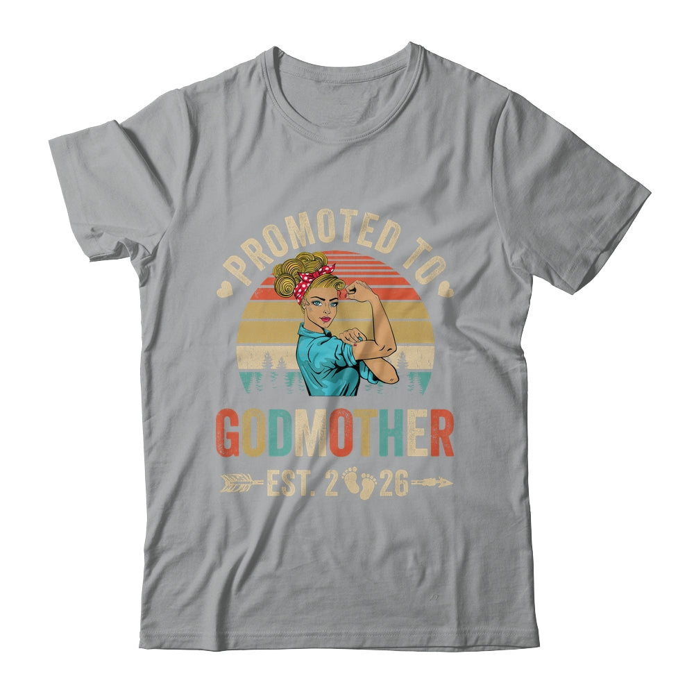 Promoted To Godmother Est 2026 Retro First Time Aunt Shirt & Tank Top | teecentury