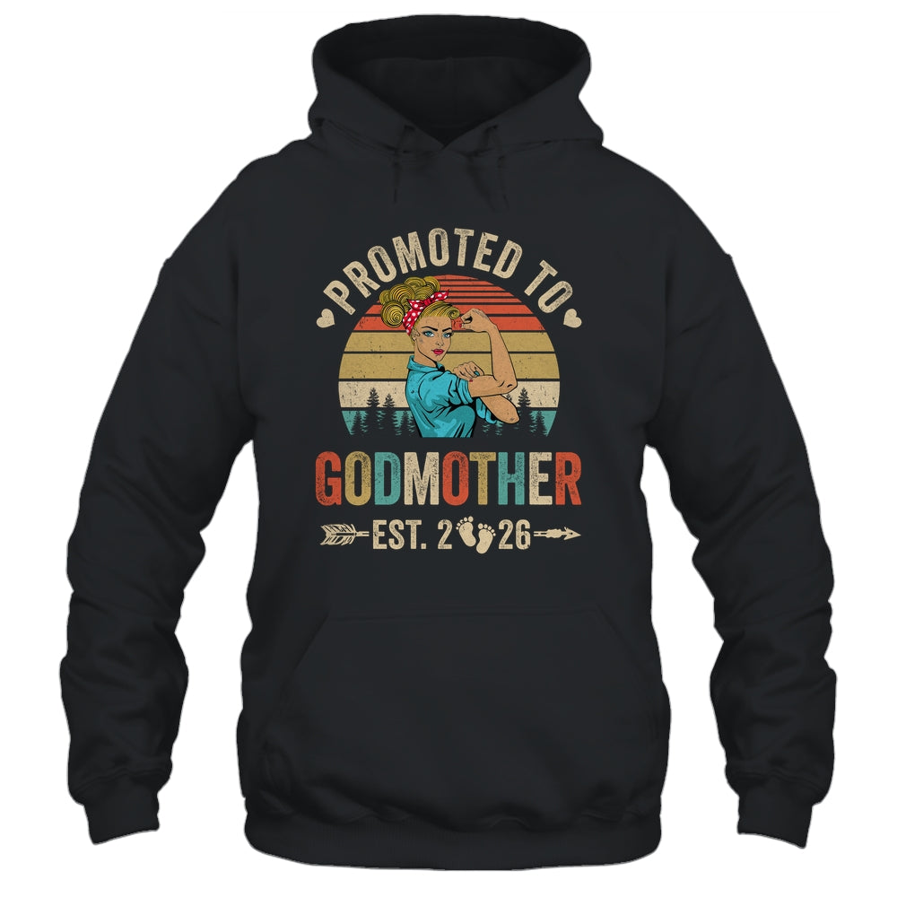 Promoted To Godmother Est 2026 Retro First Time Aunt Shirt & Tank Top | teecentury