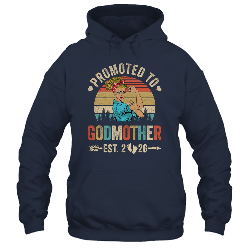 Promoted To Godmother Est 2026 Retro First Time Aunt Shirt & Tank Top | teecentury