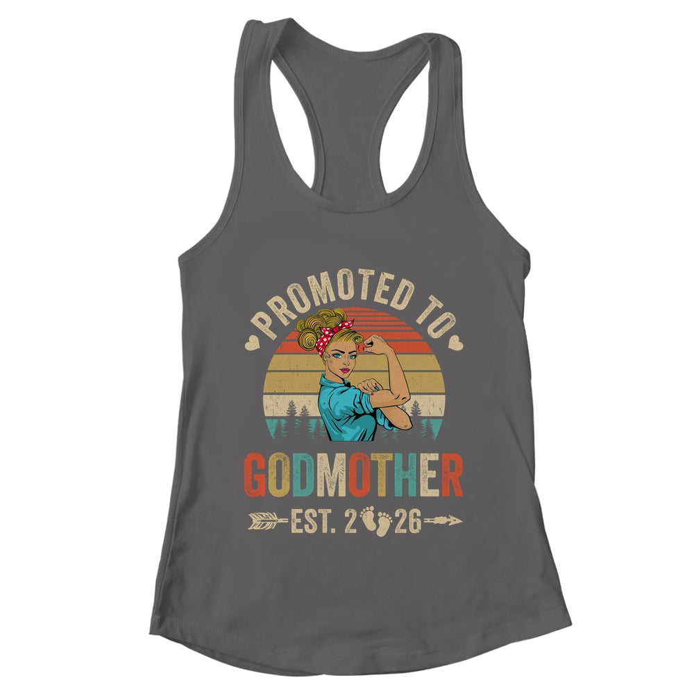 Promoted To Godmother Est 2026 Retro First Time Aunt Shirt & Tank Top | teecentury