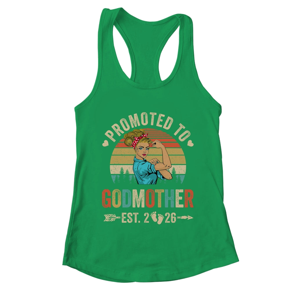 Promoted To Godmother Est 2026 Retro First Time Aunt Shirt & Tank Top | teecentury