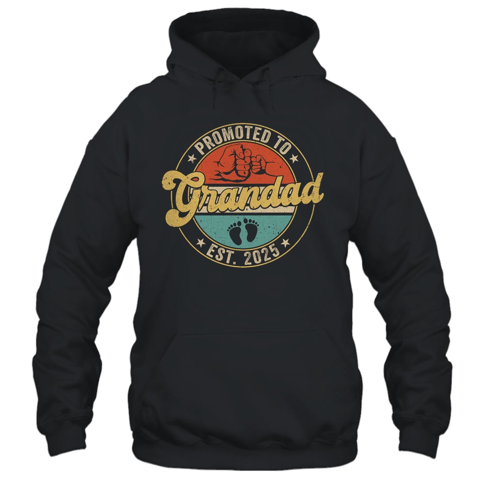 Promoted To Grandad 2025 Pregnancy New First Grandad Retro Shirt & Hoodie | teecentury
