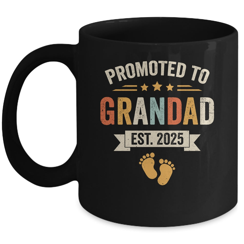 Promoted To Grandad 2025 Retro Soon To Be Grandad Est 2025 Mug | teecentury