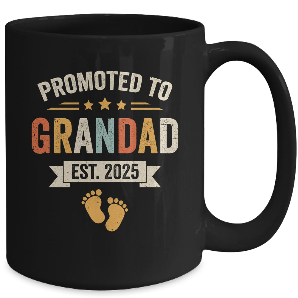 Promoted To Grandad 2025 Retro Soon To Be Grandad Est 2025 Mug | teecentury