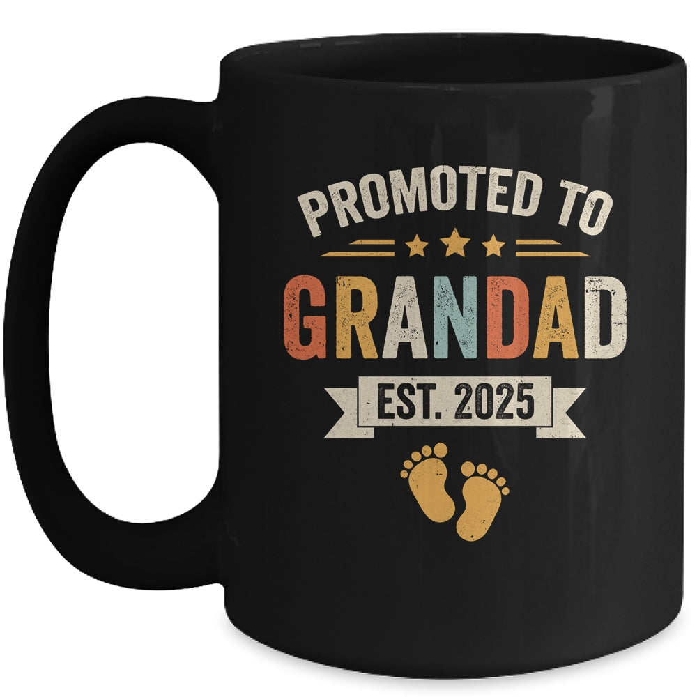 Promoted To Grandad 2025 Retro Soon To Be Grandad Est 2025 Mug | teecentury
