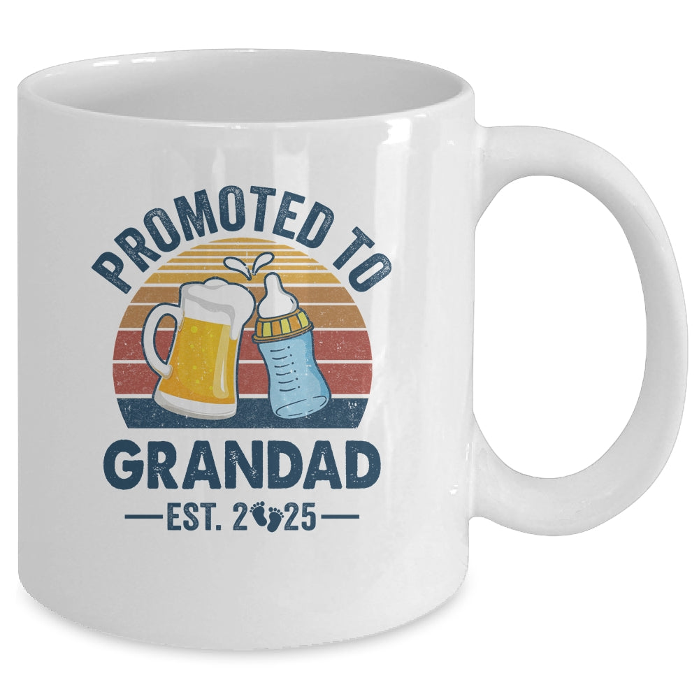 Promoted To Grandad Est 2025 First Time Fathers Day Vintage Mug | teecentury