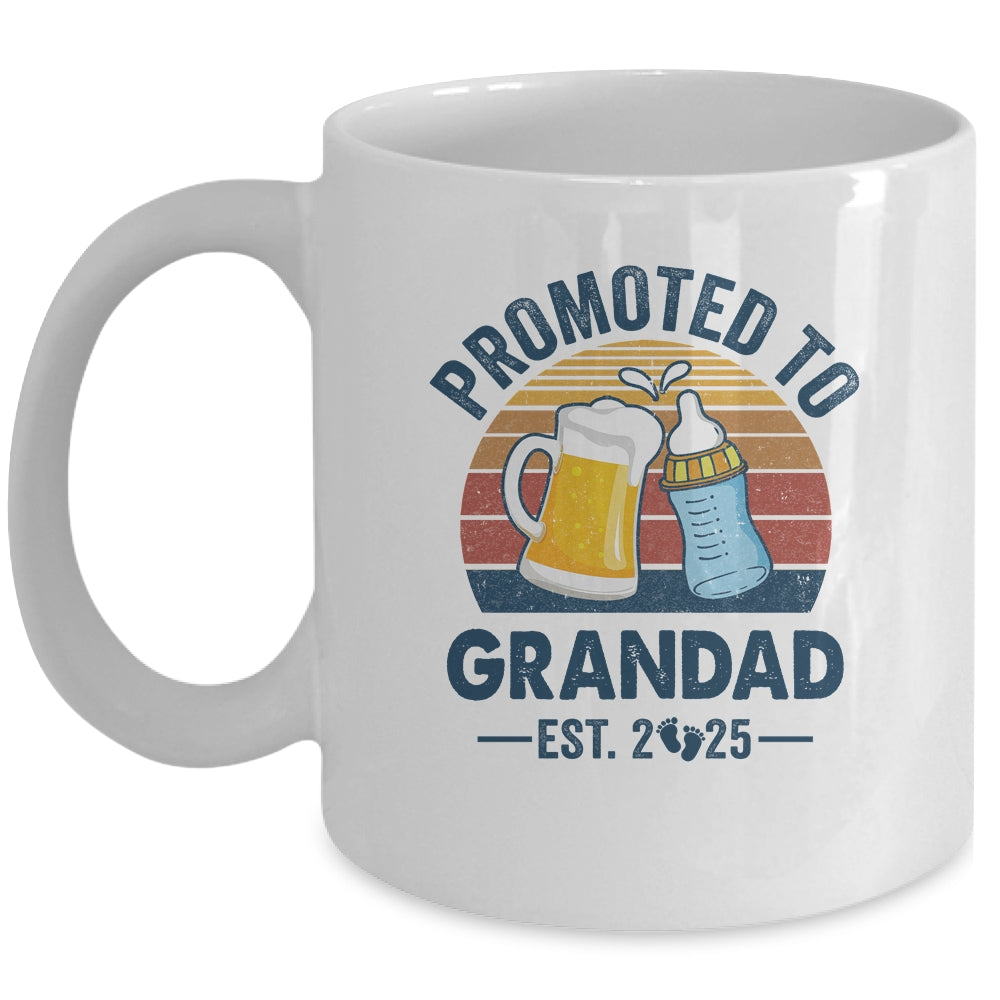 Promoted To Grandad Est 2025 First Time Fathers Day Vintage Mug | teecentury
