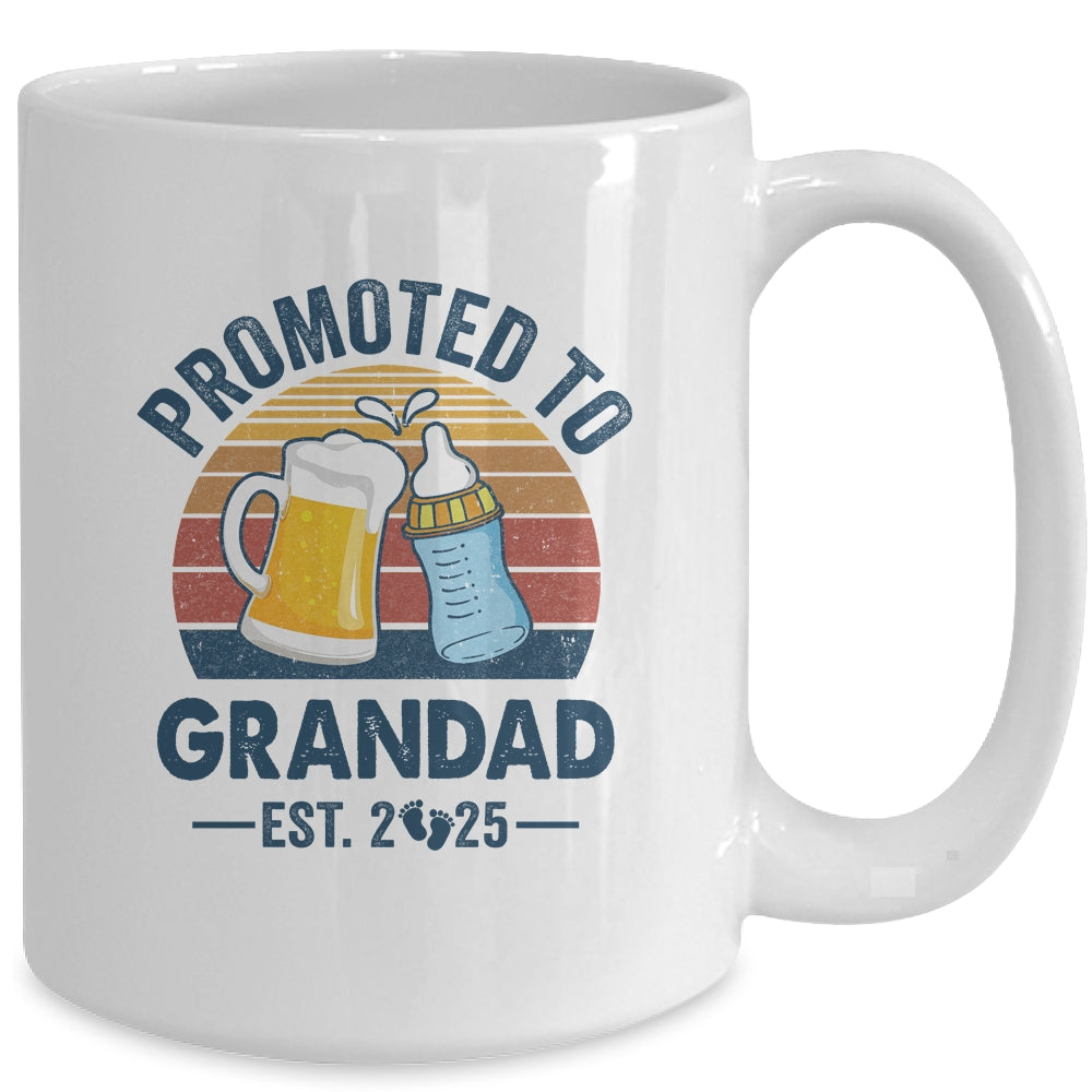 Promoted To Grandad Est 2025 First Time Fathers Day Vintage Mug | teecentury