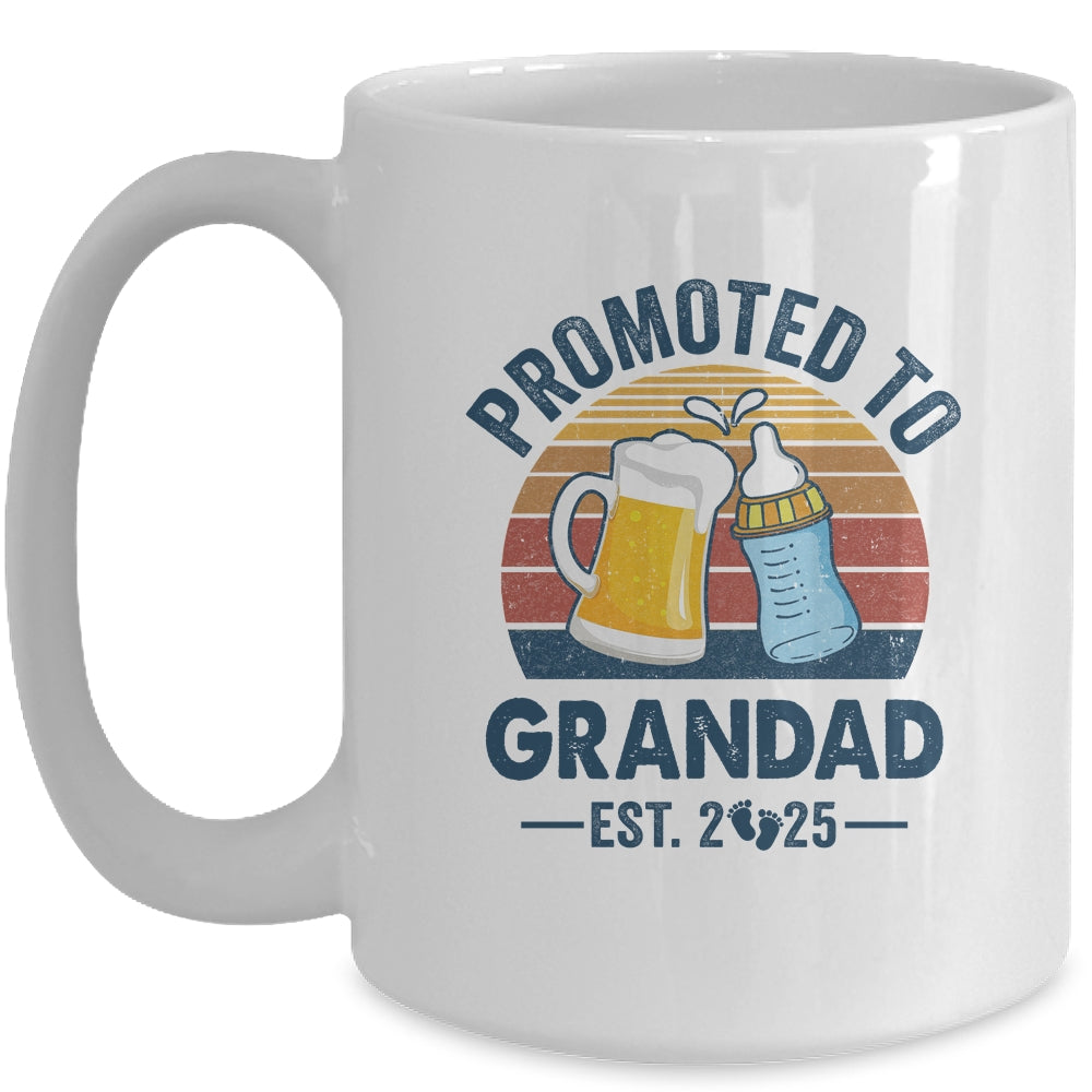 Promoted To Grandad Est 2025 First Time Fathers Day Vintage Mug | teecentury