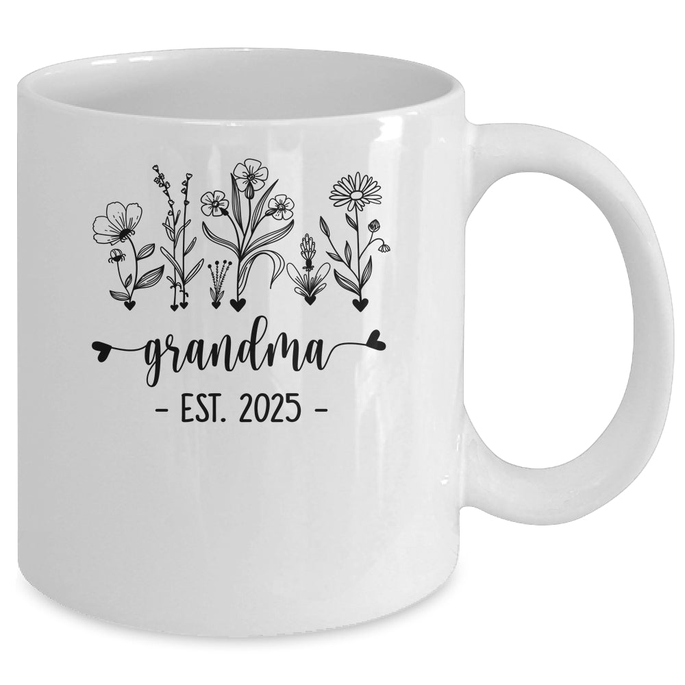 Promoted To Grandma Est 2025 Pregnancy Announcement Flower Mug | teecentury