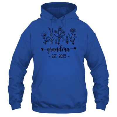 Promoted To Grandma Est 2025 Pregnancy Announcement Flower Shirt & Tank Top | teecentury