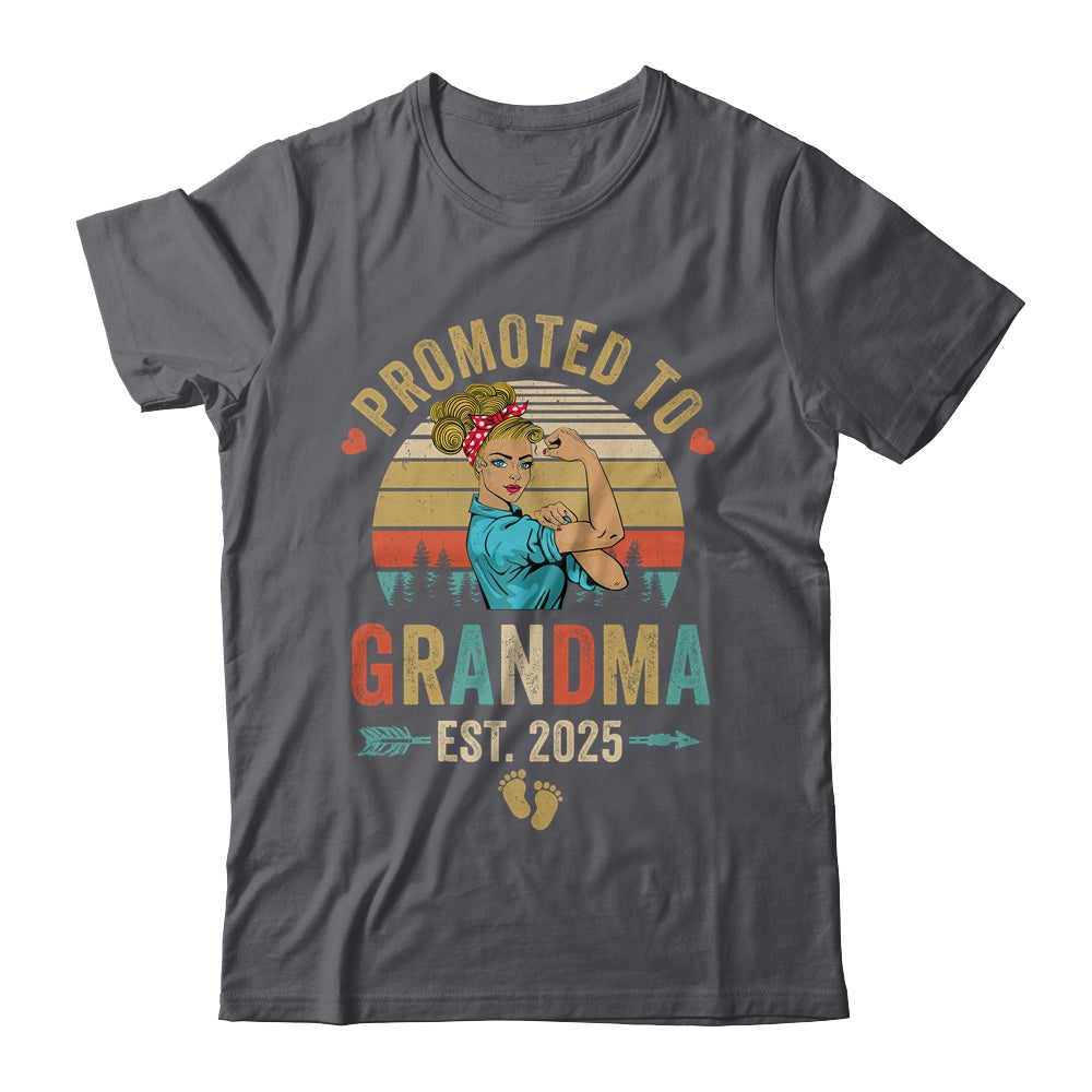 Promoted To Grandma Est 2025 Retro First Time Grandma Shirt & Tank Top | teecentury