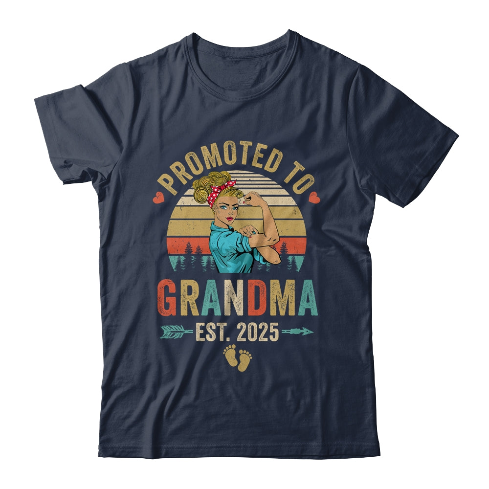 Promoted To Grandma Est 2025 Retro First Time Grandma Shirt & Tank Top | teecentury