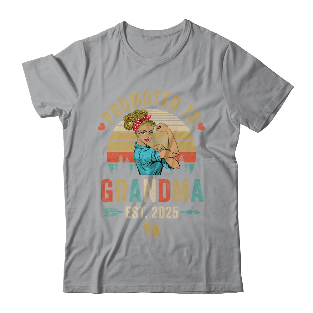 Promoted To Grandma Est 2025 Retro First Time Grandma Shirt & Tank Top | teecentury