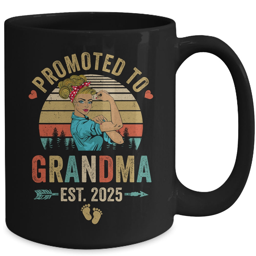 Promoted To Grandma Est 2025 Retro First Time Grandma Mug | teecentury