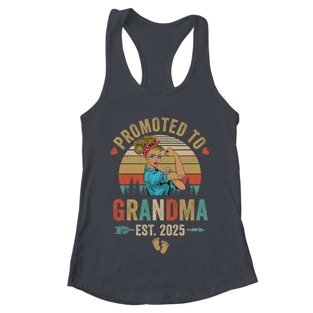 Promoted To Grandma Est 2025 Retro First Time Grandma Shirt & Tank Top | teecentury