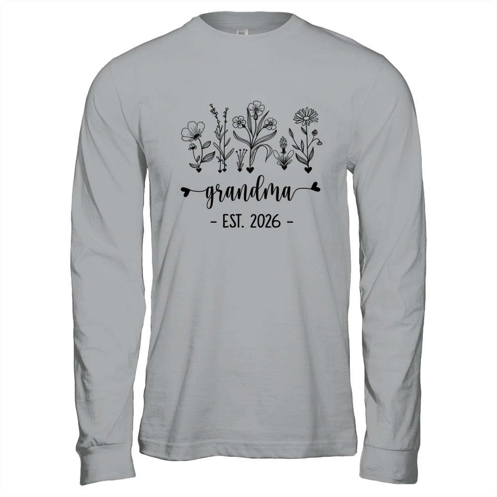 Promoted To Grandma Est 2026 Pregnancy Announcement Flower Shirt & Hoodie | teecentury