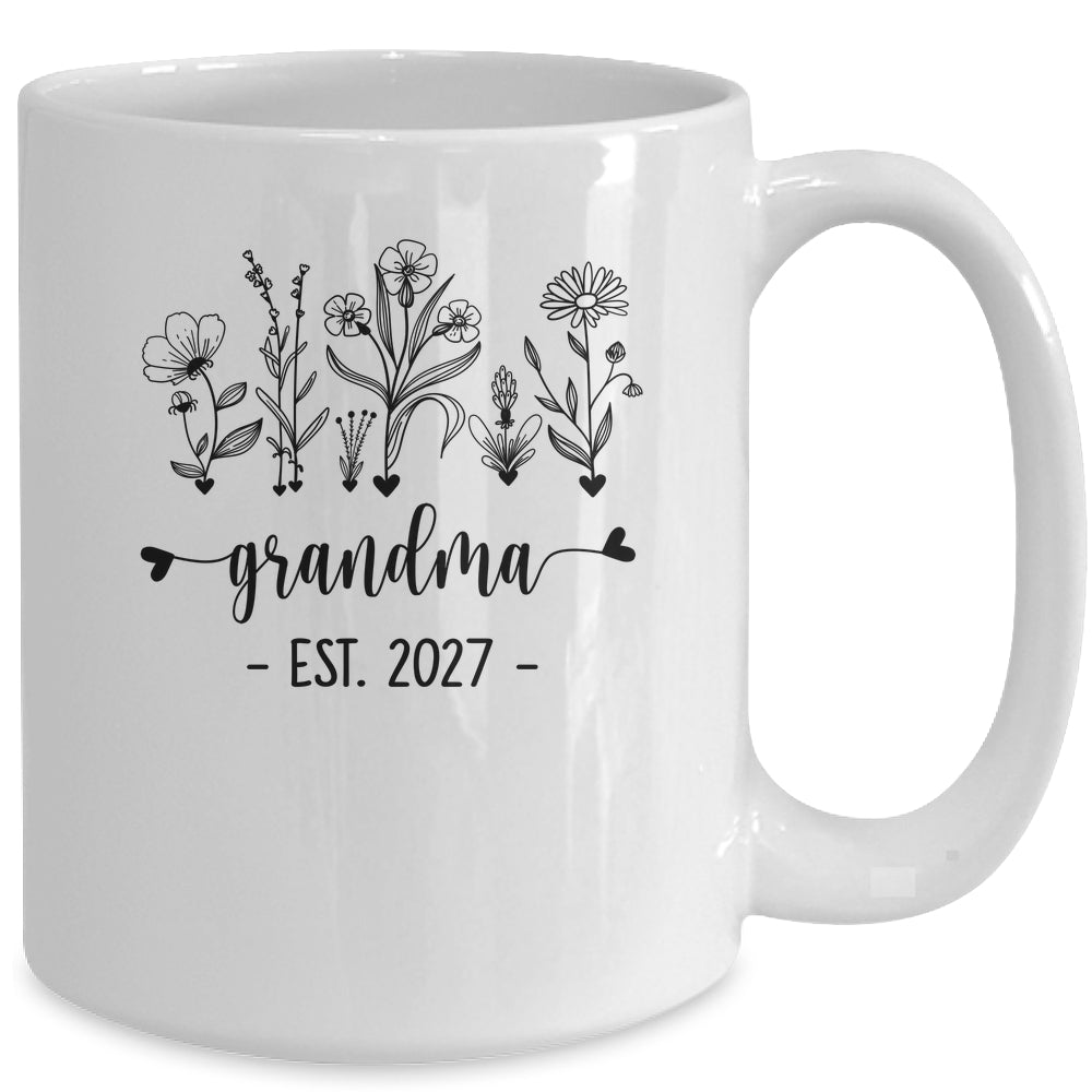 Promoted To Grandma Est 2027 Pregnancy Announcement Flower Mug | teecentury