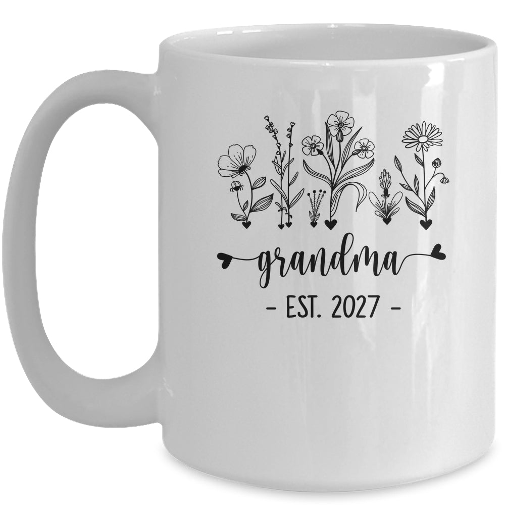 Promoted To Grandma Est 2027 Pregnancy Announcement Flower Mug | teecentury
