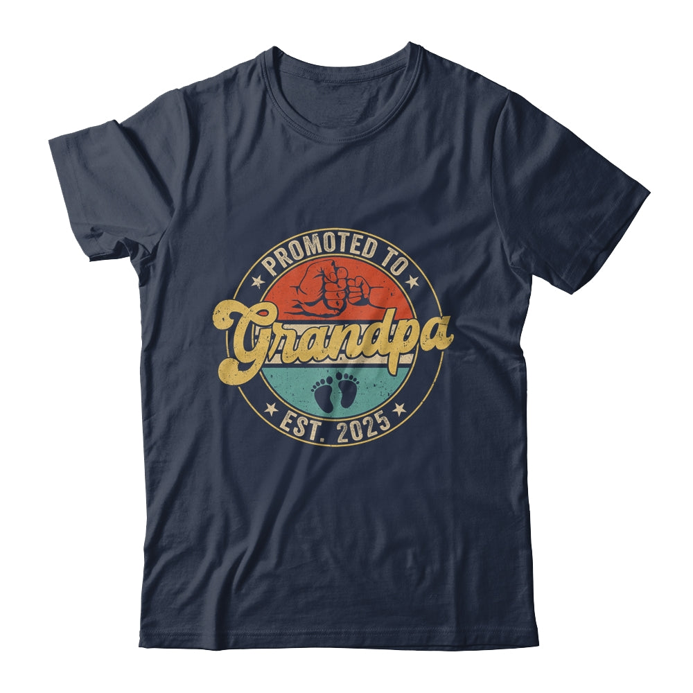 Promoted To Grandpa 2025 Pregnancy New First Grandpa Retro Shirt & Hoodie | teecentury