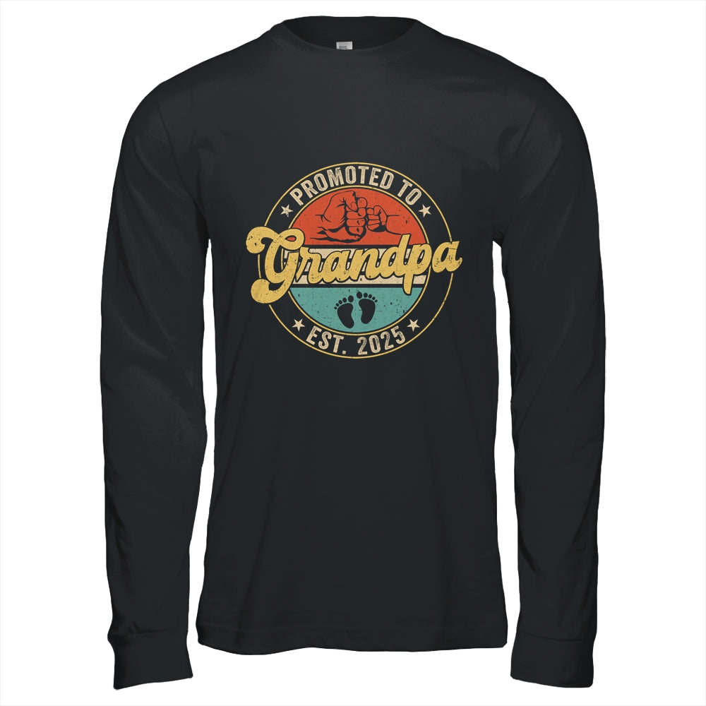 Promoted To Grandpa 2025 Pregnancy New First Grandpa Retro Shirt & Hoodie | teecentury